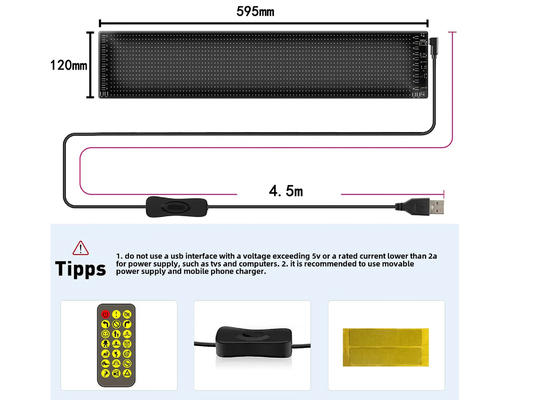 Smart Car Sticker 120x595mm RGB Dynamic LED Truck Demon Eye Light For Outdoor Smart Display IP65