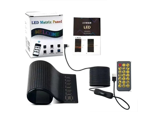 5VDC USB/2A 37x8.5cm LED Matrix Display Panel samochodowy elastyczny piksele programowalne przewijanie Reklama dla DIY Tekst animacji