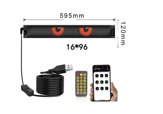 5VDC USB/2A 37x8.5cm LED Matrix Display Panel samochodowy elastyczny piksele programowalne przewijanie Reklama dla DIY Tekst animacji
