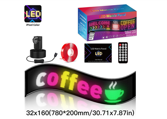 32*160 W pełni kolorowe podwójny wiersz przewijania LED Light Sign For Car LED Advertising Sign Window Display