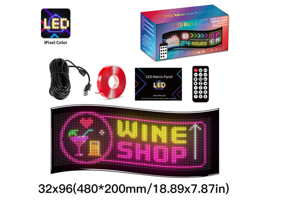32*96 Podwójny wiersz LED Reklamowy Panel samochodowy Flexible Pixel Programmable Scrolling DIY Text Matrix Panel