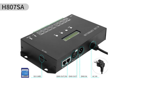 Programowalny kontroler LED SPI DMX512 H807SA 8192 pikseli dla taśmy LED DMX512 WS2811 WS2812B WS2815 APA102