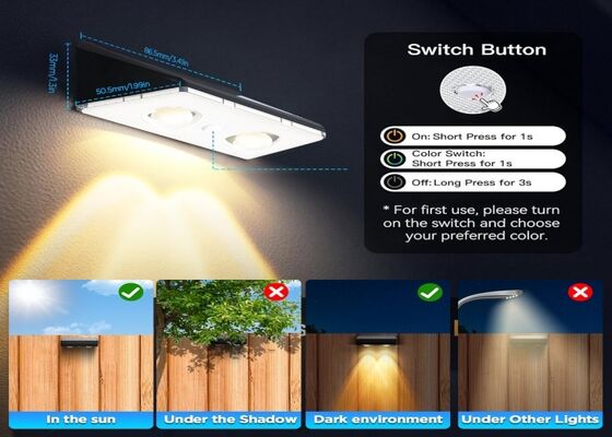 Wodoodporna lampa ogrodzeniowa IP67 RGB zasilana energią słoneczną do dekoracji
