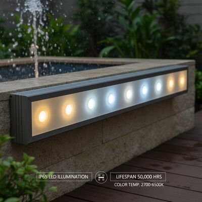 Oświetlenie LED IP65 z żywotnością 50 tysięcy godzin i szerokim zakresem temperatury barwowej od 2700 do 6500K, odpowiednie do użytku zewnętrznego